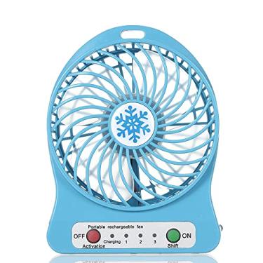 Imagem de ROWCES Portátil Recarregável LED Fan Light Mini Mesa de Carregamento USB Air Cooler 3 Modo de Regulação de Velocidade Função de Iluminação LED de Refrigeração (Azul)