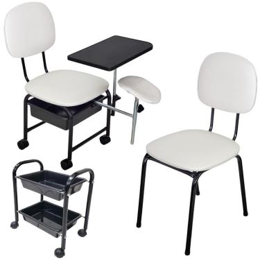 Imagem de Kit Cirandinha Manicure +Carrinho + Cadeira Cliente - Branco