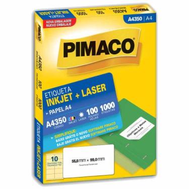 Imagem de Etiqueta A44350 55X99mm Inkjet Laser 1000 / 100 Folhas / Pimaco