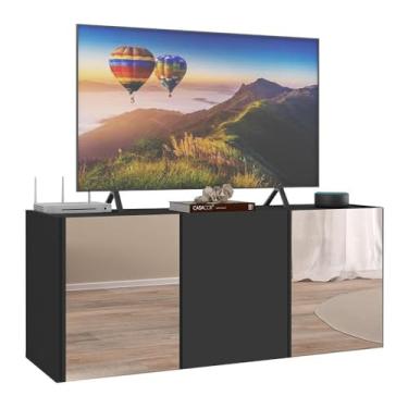 Imagem de Rack Tv até 32 Polegadas 3 Portas Suspenso com Espelhos Multimóveis Mp1077 Preto