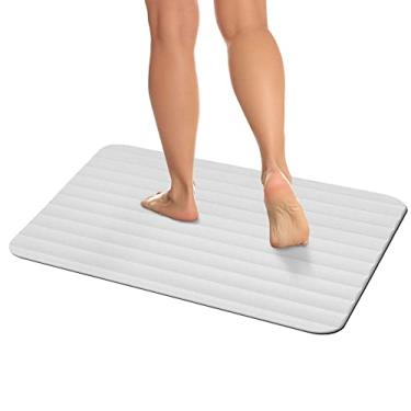 Imagem de Microdry Tapete de banho Drystone absorvente feito com pedra real para secagem super rápida, leve e resistente a impactos 45,7 x 58,8 cm, branco