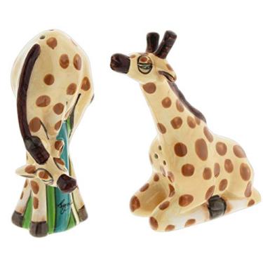 Imagem de Conjunto de saleiro e pimenteiro de girafas de cerâmica
