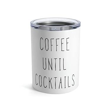 Imagem de Camiseta introvertida Coffee Until Cocktails | Camiseta de vinho | Presente para amantes de café | Camisa de café engraçada | Copo de vinho engraçado 283 g 290 ml