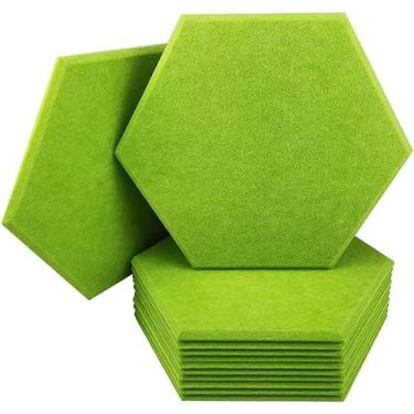 Imagem de Painéis de espuma acústica hexagonal, pacote de 10 ou 43 pacotes, acolchoamento à prova de som, painel de absorção de isolamento acústico, azulejos de parede com borda chanfrada de alta dens