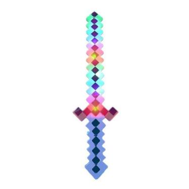 Imagem de Brinquedo Espada Pixel Minecraft 58Cm Som E Luz - Azul Nº29