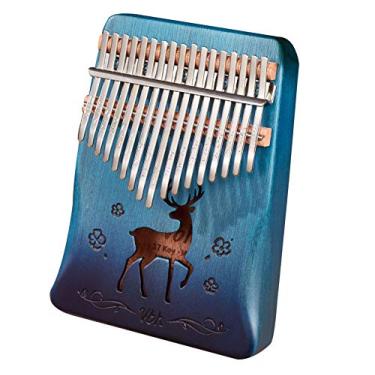Imagem de Kalimba 17-20 teclas piano de polegar, instrumento de marimba de dedo para iniciantes em música (mogno), com martelo de afinação (18 cm x 13 cm) gradiente 17