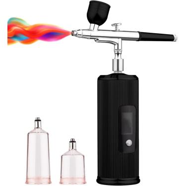 Imagem de Mini aerógrafo portátil, compressor de ar USB, com display de energia carregado, ponta de 0,35 mm para colorir modelo, Nail Art, maquiagem DIY de Halloween, preto