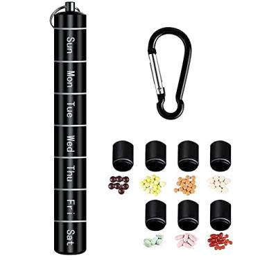 Imagem de Tvoip Porta-comprimidos portátil, impermeável, 7 dias, recipiente para comprimidos de viagem, porta-comprimidos portátil, organizador de comprimidos hermético diário, para acampamento e viagens ao ar