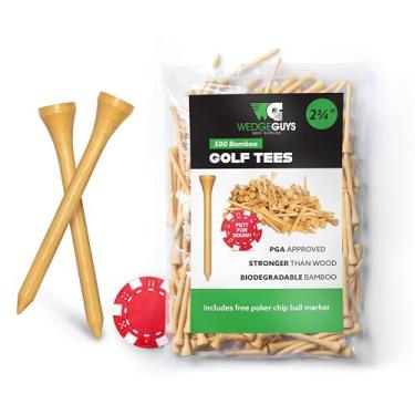 Imagem de Wedge Guys Camisetas profissionais de golfe de bambu 500 unidades de 6 cm – Marcador de poker grátis – Mais forte do que camisetas de madeira biodegradáveis e menos fricção aprovada pela PGA