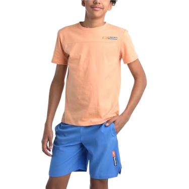 Imagem de Reebok Conjunto de shorts esportivos para meninos - 2 peças de camiseta de manga curta e shorts de tecido - conjunto esportivo para meninos (8-12), Laranjeira, 8