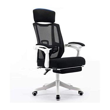 Imagem de Cadeira reclinável ergonômica de escritório com apoio para os pés, cadeira de mesa com suporte lombar em altura ajustável, encosto de cabeça, encosto de malha respirável