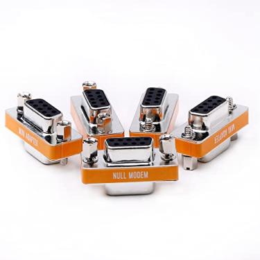 Imagem de KINGDEE INC DB9 Adaptador de porta serial de transferência de dados Slimline fêmea para fêmea modem nulo, pacote com 5