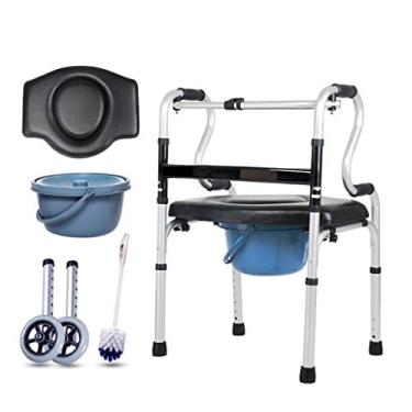 Imagem de Andador, Andador para Idosos, Liga de Alumínio com Assento Sanitário Dobrável com Roda e Bolsa de Armazenamento para Idosos para Auxiliar na Caminhada, Carga Máxima 180kg Compacto Está tudo bem
