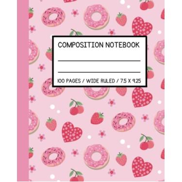 Imagem de Cadernos de composição pautados amplos: caderno estético | caderno donut | cadernos de composição fofos para meninas adolescentes