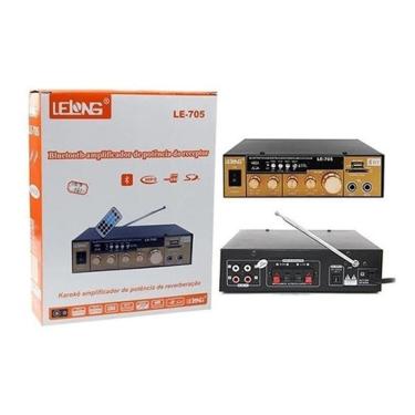 Imagem de Amplificador áudio receiver bluetooth som 110v usb le-705