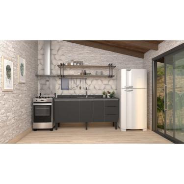 Imagem de Gabinete Armário Cozinha Jupter Cozimax 2.00 Mt 100% Aço  P/ Pia -Balção 200 cm -4 Portas- 3 Gavetas -