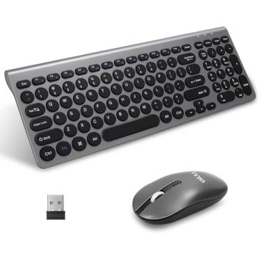 Imagem de YXLILI Combo de teclado e mouse sem fio – clique silencioso, bateria de 12 meses, estabilidade militar de 2,4 G, design ultrafino com teclado numérico, compatibilidade universal para Windows/Mac