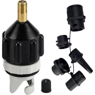 Imagem de Lssapr Adaptador de bomba inflável para barco, kit adaptador de válvula de ar para bomba de ar com 4 bicos de válvula de ar, bocal de ar de paddleboard, cabeça de conversão multifuncional, pequeno,