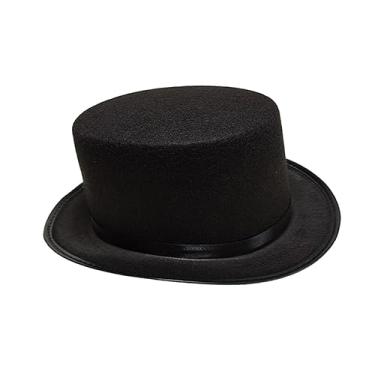 Imagem de rockible Cartola preta chapéus de festa adultos unissex mágico mordomo chapéu plano funky fedoras traje formal chapéus para festas temáticas boate carnaval, l
