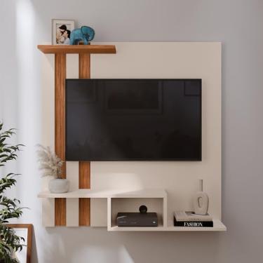 Imagem de LOJASGK Painel Suspenso para TV 32 Polegadas Off White/Cedro