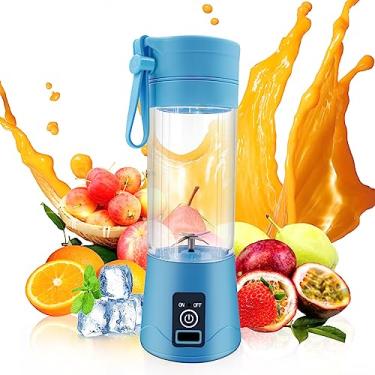 Imagem de Liquidificador portátil, liquidificador pessoal para shakes e smoothies, liquidificadores de tamanho pessoal com mini misturador de suco de frutas recarregável por USB, mini espremedor de suco de