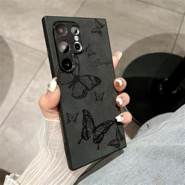 Imagem de Capa de couro para samsung s24 s23 plus ultra a05 s a15 a25 a35 a55 a04s a14 a23 a34 a54 capa, borboleta bk, para a14 5g