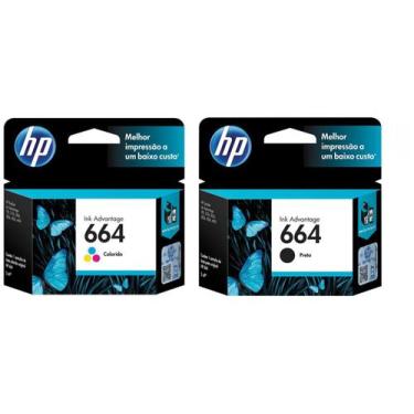Imagem de Kit Cartucho de Tinta HP Colorido 664  - Original + Cartucho de Tinta 