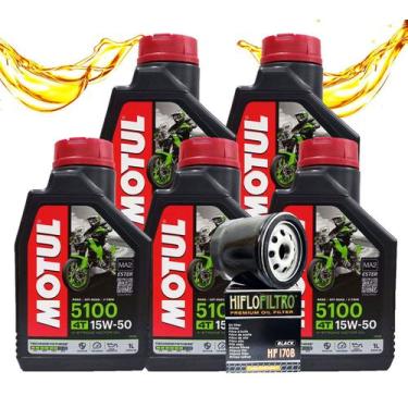 Imagem de Troca de Óleo Motul 15w50 5 Litros Harley Davidson V-Road + Filtro HF1