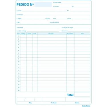 Imagem de Talão De Pedido, Pauta Branca, 1/18, 139x209mm, 2 Vias, 50 Folhas, Pacote com 20