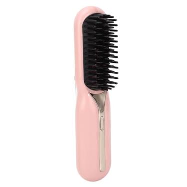 Imagem de Pente Alisador de Cabelo de íon Negativo, Escova Elétrica de Ondulação de Alisamento de Uso Duplo para Alisamento Sedoso Com Bateria de Lítio Recarregável, Casa e Viagens (PINK)