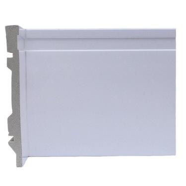 Imagem de Kit com 5 Barras Rodapé de Poliestireno 15cm X 15mm Frisado 12m Branco