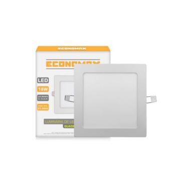 Imagem de Kit 2 Painéis Plafon Led Embutir 18w Quadrado Branco Frio - Economax