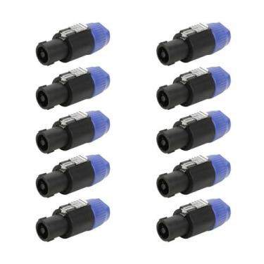 Imagem de 10x Macho Speakon 4 polos Premium Profissional Trava + Capa - PIX