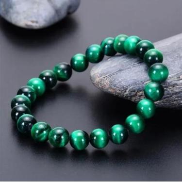Imagem de Pulseira Pedra Olho de Tigre Verde - Vorax Acessórios, G - 19cm a 19,5