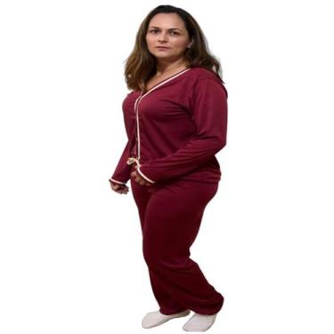 Imagem de Pijama Inverno Feminino Americano Liso - Wju Jeans, M, Vinho