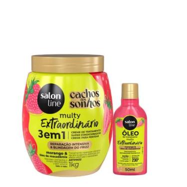 Imagem de Kit Salon Line Multy Extraordinário Creme de Tratamento Morango 3 em 1