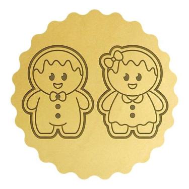 Imagem de Kit 2 Cortadores Natal Casal de Gingerbread Fofos - DOCE IMPRESSO,  9c