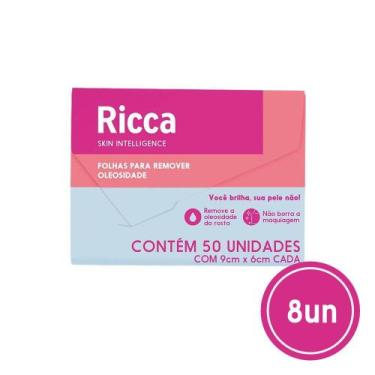 Imagem de Kit 8x 50 Lenços Removedor de Oleosidade Facial Limpador 9x6cm Ricca