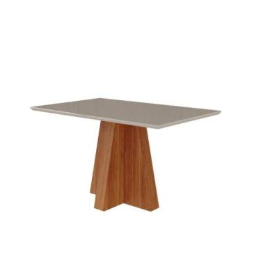 Imagem de Mesa De Jantar Retangular 130X80Cm Tampo Mdf/Vidro Patricia Cimol Cina