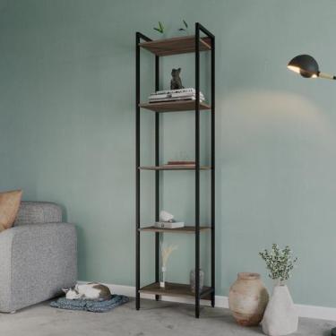 Imagem de Estante para Livros Industrial Aço Multiuso 5 Prateleiras 187cmx45cm A