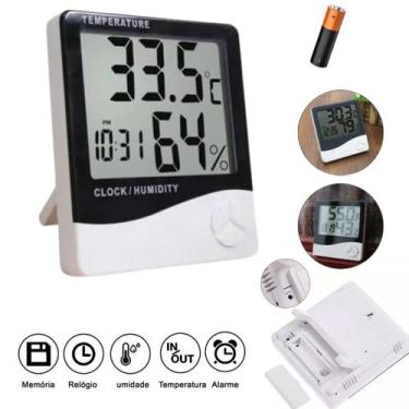 Imagem de Termo-higrômetro Digital Original Sensor Umidade Temperatura Relógio