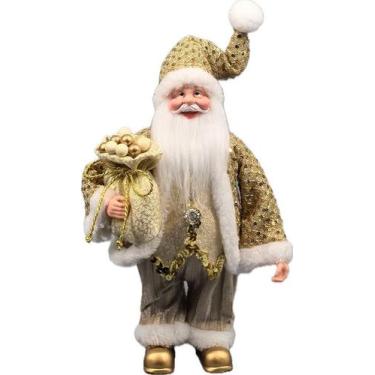 Imagem de Papai Noel Pequeno Gold de Tecido Decoração Natal 30cm - Zona Livre