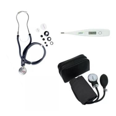 Imagem de Kit Academico Esfigmomanometro + Estetoscopio + Termometro - Premium, 
