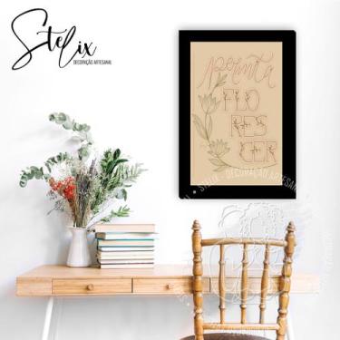 Imagem de Quadro Permita Florescer Lettering Exclusivo - Stelix, 29x20, Borda Pr