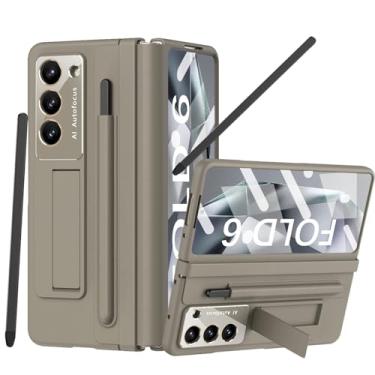 Imagem de YQODSZ Capa para Samsung Galaxy Z Fold 6 2024 com suporte para caneta S e caneta stylus de café, capa para celular Z Fold 6 com proteção de dobradiça, protetor de tela embutido, capa protetora com
