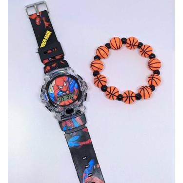 Imagem de kit Relógio Infantil Digital Pisca Luz Led Toca Musica Personagens Sup