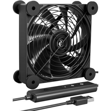 Imagem de upHere Ventilador silencioso USB de 120 mm com 4 velocidades de vento ajustáveis para gabinete de computador/PC/PS4/TV Box/AV Cabinet U3UK1