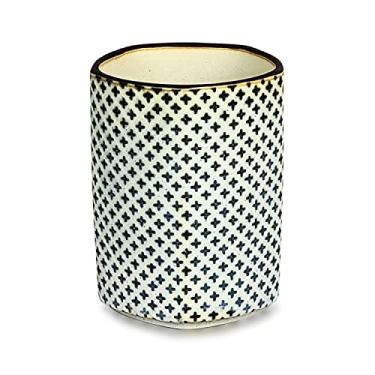 Imagem de MINO WARE JAPAN -Komon Pattern Series-Pentagon Style Japanese Tea Cup Pottery 160 ml, Cerâmica Yunomi Chawan, Sopa de Chá Verde Café Bebida (Jumonji)