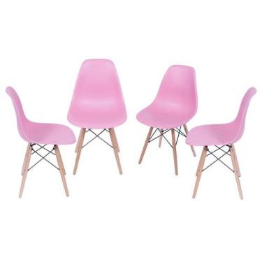 Imagem de Kit 4 Cadeiras Boxbit Dkr Eames Base Em Madeira Rosa