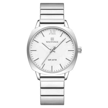 Imagem de Relógio De Pulso Quartzo Em Aço Inoxidável Feminino Impermeavel Casual Branco